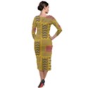 Digital Paper African Tribal Quarter Sleeve Midi Velour Bodycon Dress View2