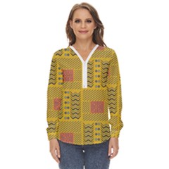 Digital Paper African Tribal Zip Up Long Sleeve Blouse