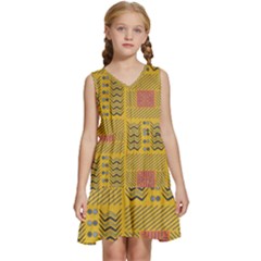 Digital Paper African Tribal Kids  Sleeveless Tiered Mini Dress by HermanTelo