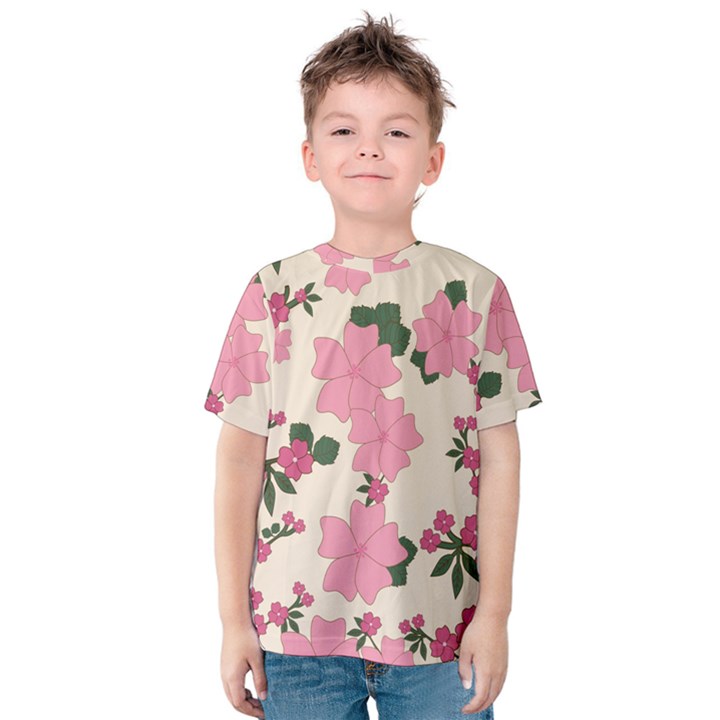 Floral Vintage Flowers Kids  Cotton T-Shirt