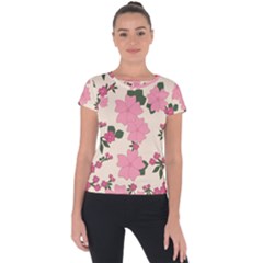 Floral Vintage Flowers Short Sleeve Sports Top 