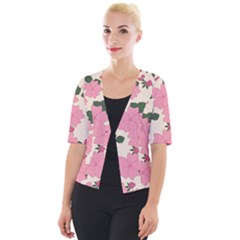 Floral Vintage Flowers Cropped Button Cardigan by Dutashop