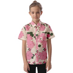 Floral Vintage Flowers Kids  Short Sleeve Shirt