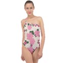 Floral Vintage Flowers Classic One Shoulder Swimsuit View1