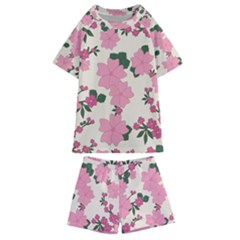 Floral Vintage Flowers Kids  Swim T-shirt And Shorts Set