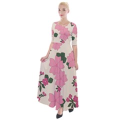 Floral Vintage Flowers Half Sleeves Maxi Dress by Dutashop