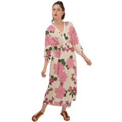 Floral Vintage Flowers Grecian Style  Maxi Dress