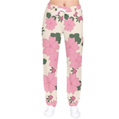 Floral Vintage Flowers Women Velvet Drawstring Pants