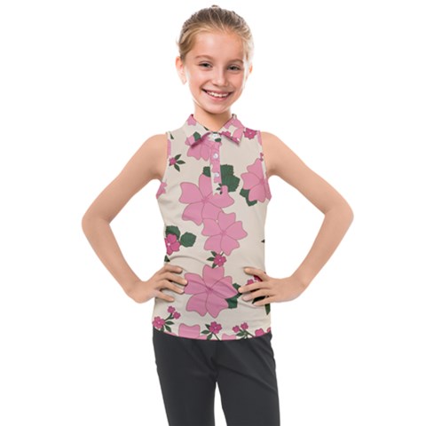 Floral Vintage Flowers Kids  Sleeveless Polo T-shirt by Dutashop