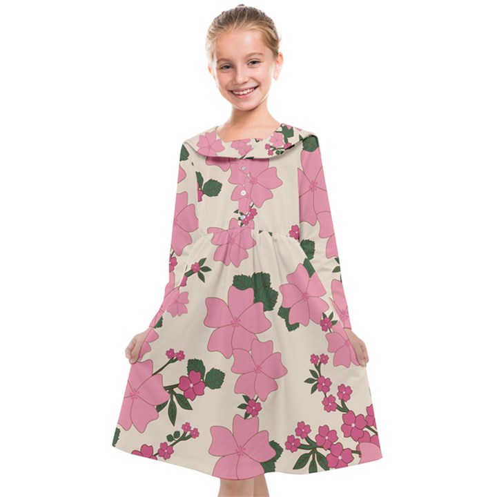 Floral Vintage Flowers Kids  Midi Sailor Dress