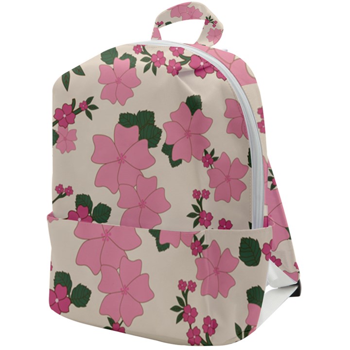 Floral Vintage Flowers Zip Up Backpack