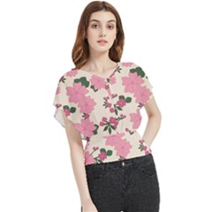 Floral Vintage Flowers Butterfly Chiffon Blouse