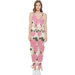 Floral Vintage Flowers Sleeveless Tie Ankle Chiffon Jumpsuit