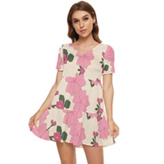 Floral Vintage Flowers Tiered Short Sleeve Babydoll Dress