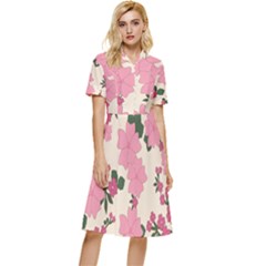 Floral Vintage Flowers Button Top Knee Length Dress