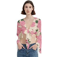 Floral Vintage Flowers Trumpet Sleeve Cropped Top