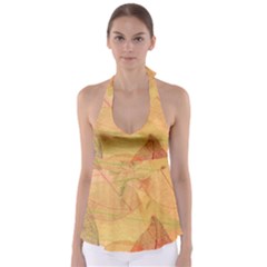 Leaves Patterns Colorful Leaf Pattern Tie Back Tankini Top by Cemarart