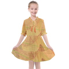 Leaves Patterns Colorful Leaf Pattern Kids  All Frills Chiffon Dress by Cemarart