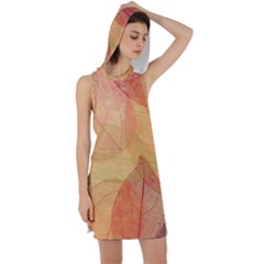 Leaves Patterns Colorful Leaf Pattern Racer Back Hoodie Dress by Cemarart