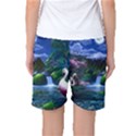 Flamingo Paradise Scenic Bird Fantasy Moon Paradise Waterfall Magical Nature Women s Basketball Shorts View2