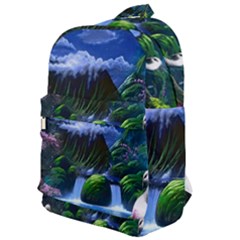 Flamingo Paradise Scenic Bird Fantasy Moon Paradise Waterfall Magical Nature Classic Backpack by Ndabl3x