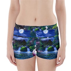 Flamingo Paradise Scenic Bird Fantasy Moon Paradise Waterfall Magical Nature Boyleg Bikini Wrap Bottoms by Ndabl3x