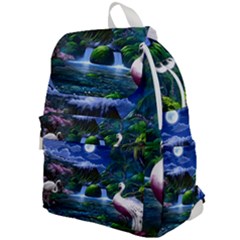 Flamingo Paradise Scenic Bird Fantasy Moon Paradise Waterfall Magical Nature Top Flap Backpack by Ndabl3x