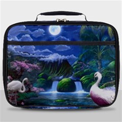 Flamingo Paradise Scenic Bird Fantasy Moon Paradise Waterfall Magical Nature Full Print Lunch Bag by Ndabl3x