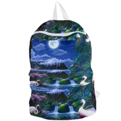 Flamingo Paradise Scenic Bird Fantasy Moon Paradise Waterfall Magical Nature Foldable Lightweight Backpack by Ndabl3x