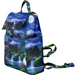 Flamingo Paradise Scenic Bird Fantasy Moon Paradise Waterfall Magical Nature Buckle Everyday Backpack by Ndabl3x