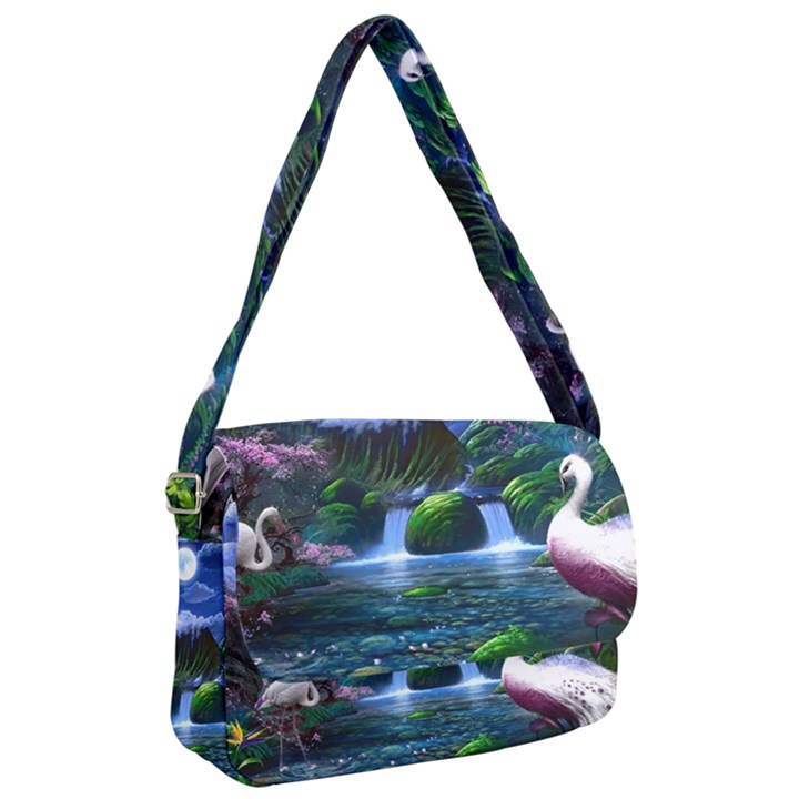 Flamingo Paradise Scenic Bird Fantasy Moon Paradise Waterfall Magical Nature Courier Bag