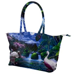 Flamingo Paradise Scenic Bird Fantasy Moon Paradise Waterfall Magical Nature Canvas Shoulder Bag by Ndabl3x