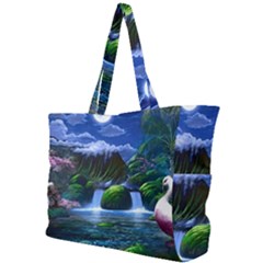 Flamingo Paradise Scenic Bird Fantasy Moon Paradise Waterfall Magical Nature Simple Shoulder Bag by Ndabl3x