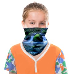 Flamingo Paradise Scenic Bird Fantasy Moon Paradise Waterfall Magical Nature Face Covering Bandana (kids) by Ndabl3x