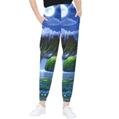 Flamingo Paradise Scenic Bird Fantasy Moon Paradise Waterfall Magical Nature Women s Tapered Pants by Ndabl3x