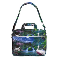 Flamingo Paradise Scenic Bird Fantasy Moon Paradise Waterfall Magical Nature Macbook Pro 16  Shoulder Laptop Bag by Ndabl3x