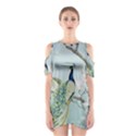 Couple Peacock Bird Spring White Blue Art Magnolia Fantasy Flower Shoulder Cutout One Piece Dress View1