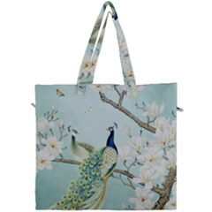 Couple Peacock Bird Spring White Blue Art Magnolia Fantasy Flower Canvas Travel Bag by Ndabl3x