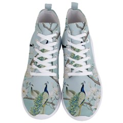 Couple Peacock Bird Spring White Blue Art Magnolia Fantasy Flower Men s Lightweight High Top Sneakers by Ndabl3x