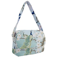 Couple Peacock Bird Spring White Blue Art Magnolia Fantasy Flower Courier Bag by Ndabl3x