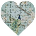 Couple Peacock Bird Spring White Blue Art Magnolia Fantasy Flower Wooden Puzzle Heart View1