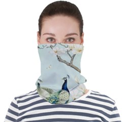 Couple Peacock Bird Spring White Blue Art Magnolia Fantasy Flower Face Seamless Bandana (adult) by Ndabl3x