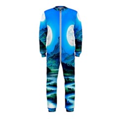 Bright Full Moon Painting Landscapes Scenery Nature Onepiece Jumpsuit (kids)