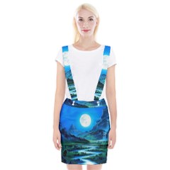 Bright Full Moon Painting Landscapes Scenery Nature Braces Suspender Skirt by Ndabl3x