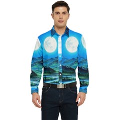 Bright Full Moon Painting Landscapes Scenery Nature Men s Long Sleeve  Shirt by Ndabl3x