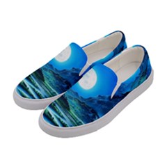 Bright Full Moon Painting Landscapes Scenery Nature Women s Canvas Slip Ons by Ndabl3x