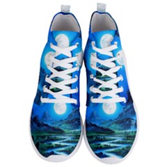 Bright Full Moon Painting Landscapes Scenery Nature Men s Lightweight High Top Sneakers by Ndabl3x