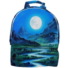 Bright Full Moon Painting Landscapes Scenery Nature Mini Full Print Backpack by Ndabl3x