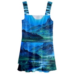 Bright Full Moon Painting Landscapes Scenery Nature Kids  Layered Skirt Swimsuit by Ndabl3x