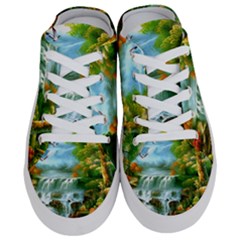 Paradise Forest Painting Bird Deer Waterfalls Half Slippers by Ndabl3x